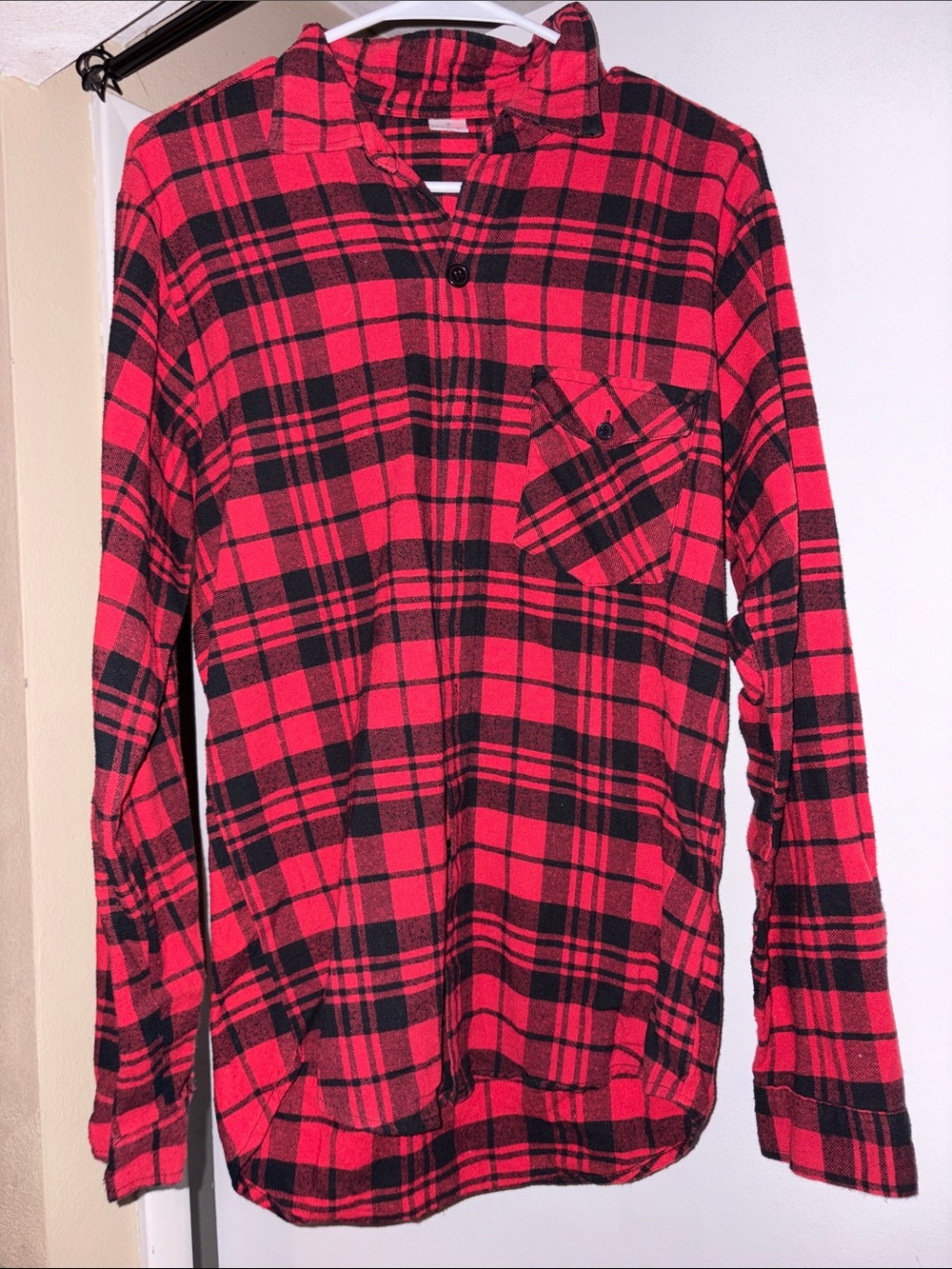 Red & Black Plaid Flannel Shirt